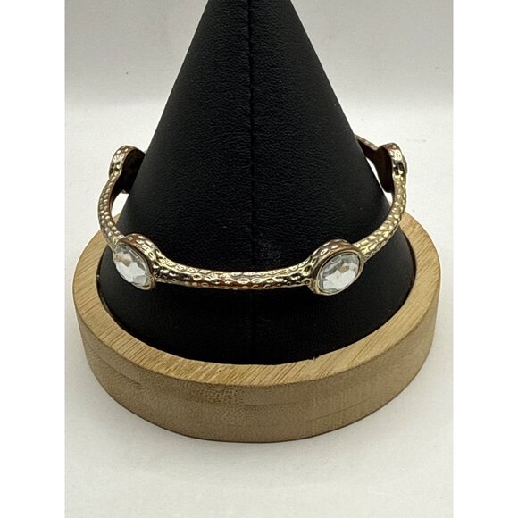 Reserved - nikkii - Hammered Gold Jewel Bangle Textured Stretch Bracelet - Picture 3 of 3